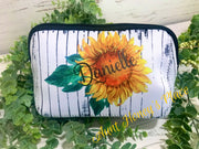 Sunflower/barn wood cosmetic/makeup bag