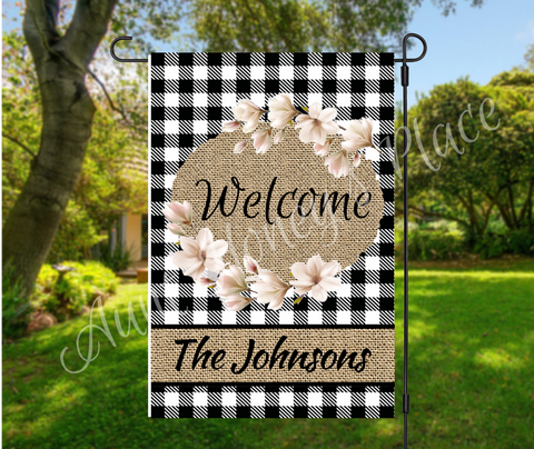 Buffalo check with Magnolias Garden Flag