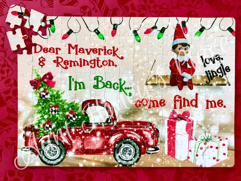 Elf on the shelf personalized puzzles - Red truck