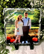 Photo Rock Slate Plaque. Full color.. personalized with your photo and caption