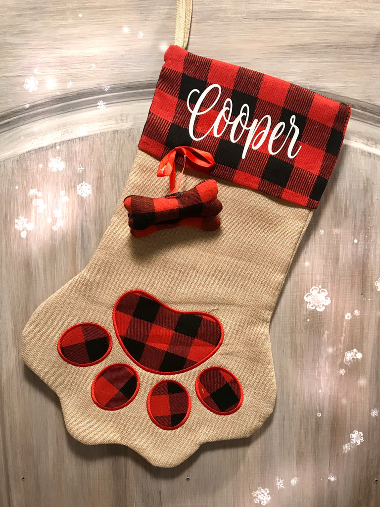 buffalo plaid dog stocking