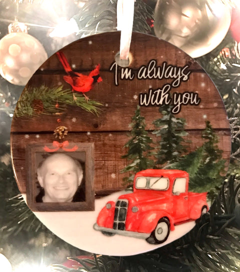 Custom printed “I am always with you” photo memorial ornament