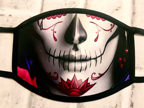 Lady Catrina inspired face mask -Ruby red