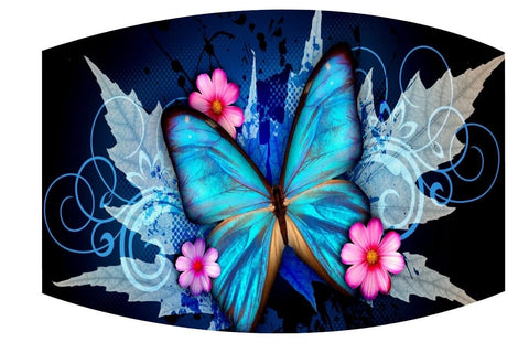 Radiant blue butterfly scene mask