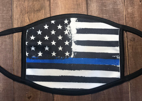 Thin blue line/ back the blue face mask