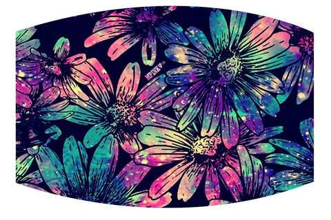 Black light look neon flowers face mask