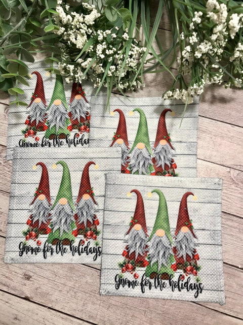 Gnome for the Holidays set of 4 coasters set