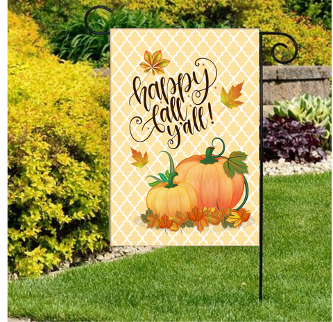 Happy Fall Y’all... Fall garden flag with pumpkins