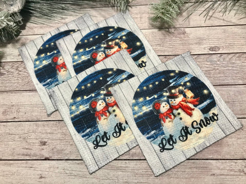 Moonlight snow couple coasters set of 4