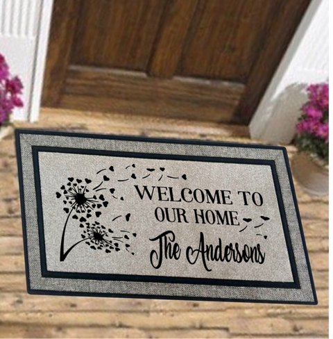 Welcome to our home ...dandelion wishes doormat