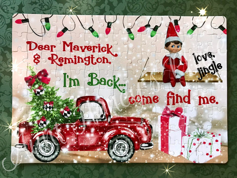 Elf on the shelf personalized puzzles - Red truck