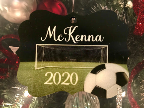 Custom soccer ball scene ornament